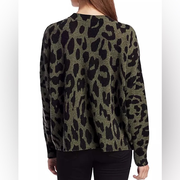 360 Cashmere Marsha Leopard-Print Cashmere Sweater sz XS green black - Picture 4 of 15